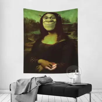 Gobelin Monstro Shrek Tapeçaria Pendurada Na Parede De Mona Lisa, A Arte Da Tapeçaria De Estética Engraçado Meme Tapeçarias Boêmio Decoração Home