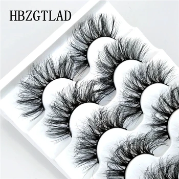 HBZGTLAD 5Pairs 3D Vison Cílios em Massa Artificiais Com Caixa Personalizada Fino Natural de Vison Cílios Pack Curto Atacado Natural Cílios postiços