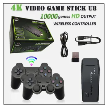 Jogo de vídeo 4K punho Duplo sem Fio de Jogo de Stick Console de 2,4 G Controlador de 10000 jogos de 64GB jogos Retro TV Para PS1/GBA Dropshipping