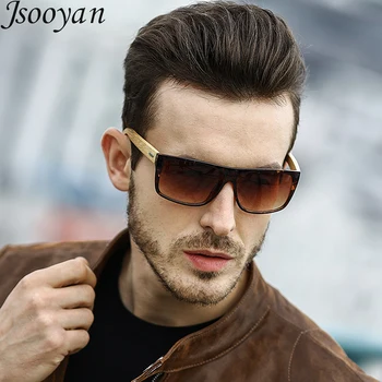 Jsooyan Moda Moldura de Madeira Óculos de Homens, Mulheres Condução de Óculos Vintage UV400 Óculos de Sol com Tons luneta oculo