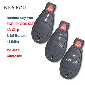 Keyecu Remoto chaveiro 433MHz 4A Chip para Jeep Cherokee 2014 2015 2015 2017 2018 2019 GQ4-53T,1470A-34T,68105083,68105081