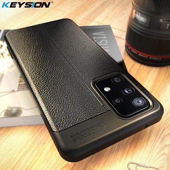 KEYSION à prova de Choque Case para Samsung A52 A72 A32 5G de Luxo de Couro com textura de silicone macio de Telefone Capa para Galaxy A52 A72 4G