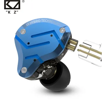 KZ ZS10 Pro Azul de Cancelamento de Ruído Fones de ouvido Fone de ouvido de Metal 4BA+1DD Híbrido 10 controladores hi-fi de Baixo Fones de ouvido Em Ouvido o Monitor de Fones de ouvido