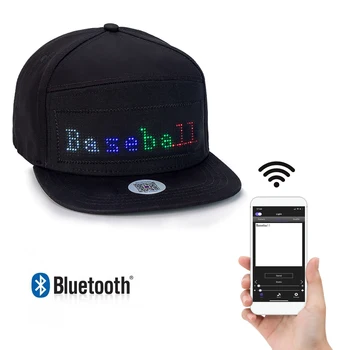 LED Bluetooth Chapéu APP Programável Mensagem de Deslocamento Multi-idioma de Exibição Boné de Beisebol de Hip-hop do Partido Desfile de Golfe Pesca Cap