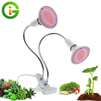 LED Cresce a Luz de Espectro Completo com Suporte da Lâmpada E27 Clip-on Fito Lâmpadas 72LEDs 200LEDs 290LEDs para Plantas de Interior Flores Crescimento