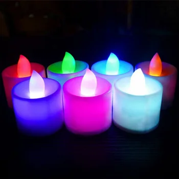 LED Flameless Velas de Luz de 7 de Cor Mudança de Ano Novo Decoração Alimentado por Bateria Eletrônica Velas Lâmpada da Noite Para a Festa de Natal