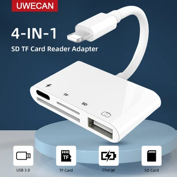 Lightning do iPhone para USB3 OTG Câmera Adaptador/cabo Cabo com a cobrança de Lightning o iPad para cartão de memória SD/TF Leitor de Cartão de Suporte de 3,5 mm de Áudio Aux
