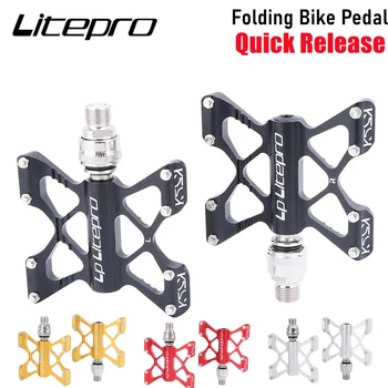 Litepro K5 Bicicleta Dobrável Pedal Liga de Alumínio ultra-leve 94*114mm QR Liberação Rápida de Rolamentos Pedal MTB/Dobrável/Bicicleta de Estrada