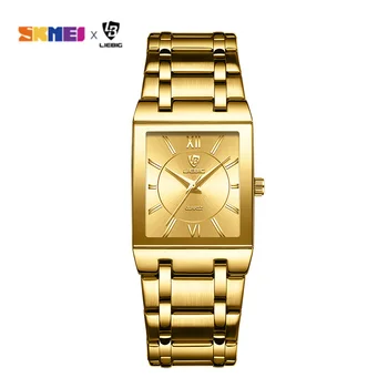 Luxo de Aço Pulseira de Quartzo de Japão do movimento Impermeável de Ouro Relógios de pulso Para homens Mulheres Relógio relógio masculino Relógio L1029