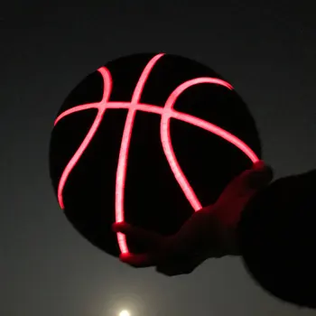 Luz LED de Basquete Oficial Tamanho 7 Brilham No Escuro Brilhante Super do couro do PLUTÔNIO de Treinamento de basquete