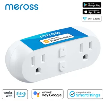 Meross HomeKit 2 Em 1 com wi-Fi Dual Smart Plug da Tomada US/UE Inteligente Socket Remoto o Controle de Voz de Suporte do Alexa Inicial do Google SmartThings
