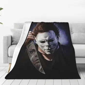 Michael Myers Facas Cobertor de Impressão 3D Flanela Macia Lã Quente Halloween Filme de Arte de Jogar Cobertores para Escritório e Sofá-Cama Colchas