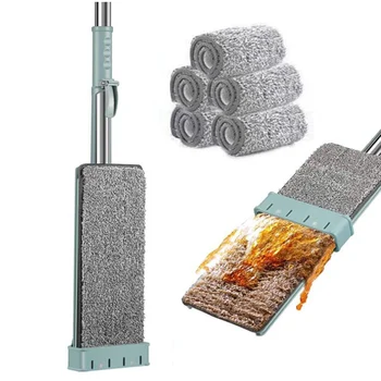 Microfibra Mop Retrátil da Limpeza da casa Sem lavar Automáticas de Espremer Limpeza de Patacas, Lavagem de Mão Mop Plano Rotação de 180 Graus