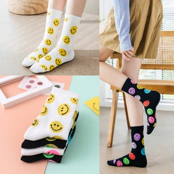 Mulheres de cor sólida meias de algodão, de cor sólida meias, Harajuku, no Japão, algodão penteado, moda smiley meias