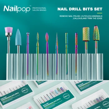 Nailpop Unhas Profissional de Kits de brocas fresas para Manicure Conjunto de Carboneto de Broca Elétrica Manicure Máquina
