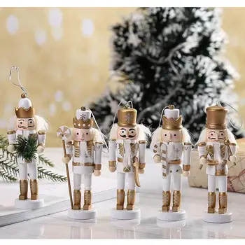 Natal quebra-nozes ing Ornamento de Madeira Soldado Figuras Boneca Árvore de Natal ing Enfeites com Caixa do Pacote