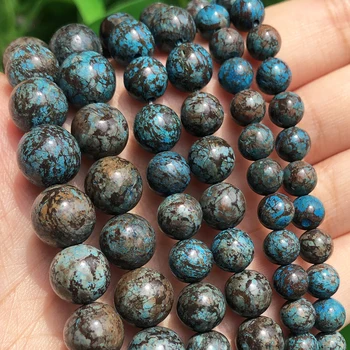 Natural de Pedra Azul Louco de Renda Agates Espaçador Miçangas para Fazer Jóias 4 6 8 10 milímetros Rodada Solta Esferas de DIY Pulseira de Acessórios de 15