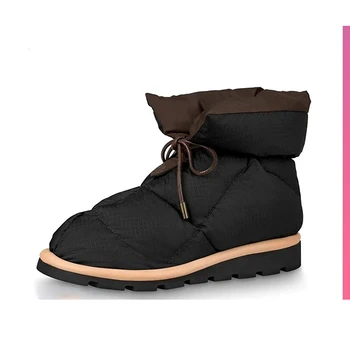 Nova Moda Ankle Boots para o Inverno das Mulheres Quentes de Algodão Acolchoado Bota de Neve Plataformas Casuais Sapatos de Senhoras de Design de Luxo de Marca Original