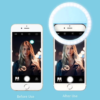 Novo Portátil LED Flash Anel Luminoso Anel de Clip Luz Universal Selfie Lâmpada do Telefone Móvel de Lentes Para o iPhone 12 11 8 Plus da Samsung S20