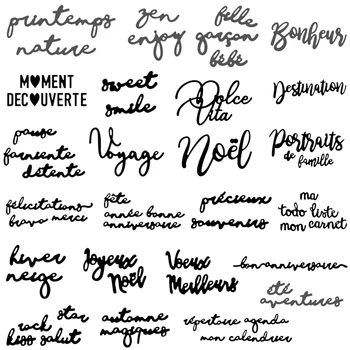 Palavras em francês Carta de Corte de Metal Morre Stencils Para DIY Colagem de Fotos de Decoração em Relevo Cartão de Artesanato Cortados
