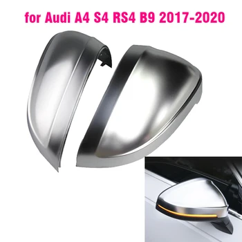 Para Audi A4 A5 S4 S5 B9 Espelho Retrovisor De Carro Tampa Do Lado Do Asa Proteger Quadro De Cobre Guarnição De Prata Fosco Chrome Shell