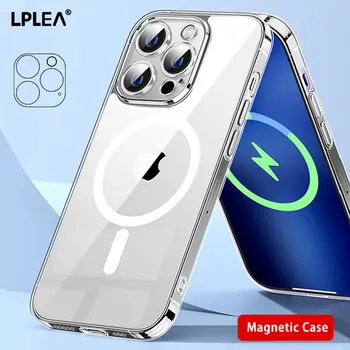 Para Magsafe de Telefone Magnéticos de Caso Para o iPhone 14 13 12 11 Mini Pro Max 14 Plus Protetora do PC Tampa Transparente Acessórios
