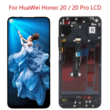 Para o Huawei Honor 20 tela de toque LCD com borda de Honra 20 Pro de tela LCD originais, substituição de monitor YAL-AL10 YAL-L41