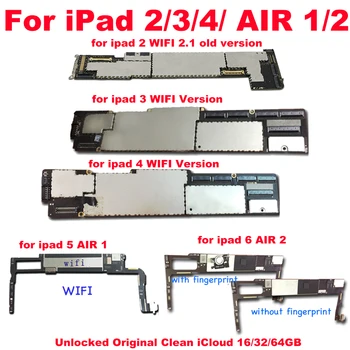 para o ipad 2 3 4 5 Air1 Ar 2 air1 air2 A1395 A1416 A1458 16GB 32GB 64GB placa-mãe da Versão Wifi NENHUM ID de Conta de lógica de placas mãe
