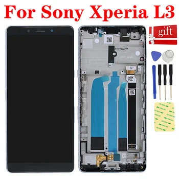 Para Sony Xperia L3 LCD I3312 I4312 I4332 I3322 Display LCD Módulo de Matriz Painel de Digitador da Tela de Toque conjunto do Sensor com Moldura