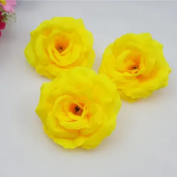 Pode a Cor da Mistura 10PCS/Lot 8CM Amarelo Artificial Rosa de Seda Cabeças de Flores DIY de Casamento Decoração festa de Festa de Suprimentos 17colors