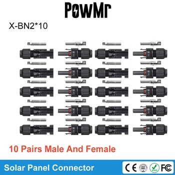 PowMr 10 Paris Painel Solar Conector Macho E Fêmea Painel Solar Cabo 2.5mm2/4mm2/6mm2 Impermeável Apoio Atacado