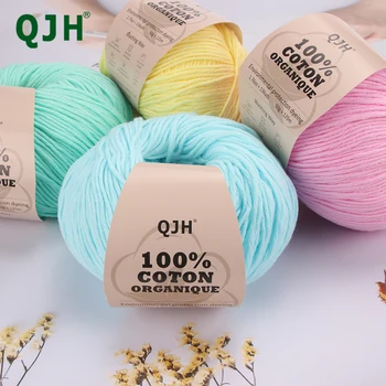 QJH 100% Fios de Algodão Orgânico - Eco Friendly Crochê e Tricô em Fio de Algodão Bebê Esporte Peso Fios - 10 lonas - 1.76 oz/136yards