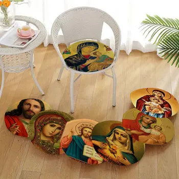 Religião Personagem Virgem Maria Decorativas, Almofada Cadeira De Jantar Circular Decoração Assento Para Escritório Nádegas Pad