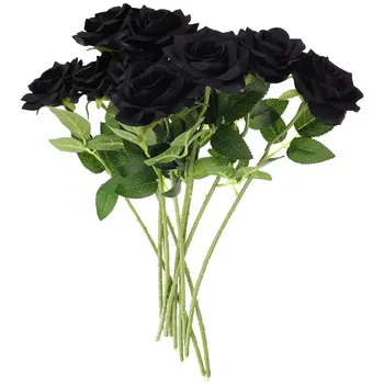 Rose Black Artificial Buquê Flowersflower Rosas Falso Seda Stemsfaux De Noiva Decoração Buquês Toque Real Da Haste Floral Tabela