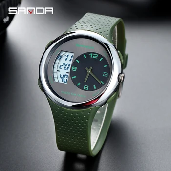 SANDA Preto Esporte Homens Relógios de Marca Top de Luxo Militares Digital de Quartzo, Relógios Impermeável Masculino Relógio relógio masculino 763