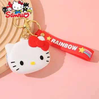 Sanlio Melodia Kuromi Hello Kitty Cinnamoroll Bolsa Chaveiro Estudante de desenho animado de Fone de ouvido de Silicone Saco de Férias Pingente 6*8.5*3.2 cm
