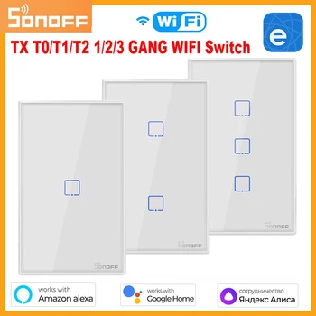 SONOFF T0/T1/T2 TX wi-Fi Interruptor de Parede Smart Switch sem Fio Módulo de Relé de Casa Inteligente Ewelink APLICATIVO de Voz, Controle Remoto Interruptor de Luz