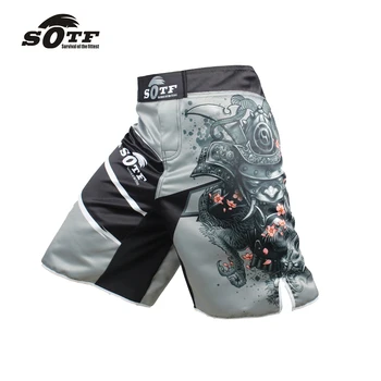 SOTF de fitness confortável flexibilização tamanho grande Tailandês punho de fitness shorts de muay thai roupas de boxe, mma short muay thai, mma e muay thai