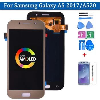 Super Amoled Para SAMSUNG GALAXY A5 2017 A520 A520F A520K Display LCD com Touch Screen Digitalizador Assembly