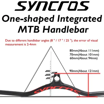 Syncros Completo de Fibra de Carbono Montanha de Bicicleta Guiador FRASER IC SL-8°/-17°c/-25° MTB Guiador, Comprimento 60mm