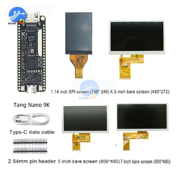 Tang Nano 9K FPGA Conselho de Desenvolvimento GODWIN GW1NR-9 RISC-V HDMI 40P RGB Interface com 1.14/4.3/5/7 Polegadas SPI Nua Tela