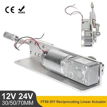 Telescópico Atuador Linear 12V 24V DC Engrenagem do Motor com Liga de Alumínio Stand Curso 30/50/70mm DIY Reciproca do Atuador Linear