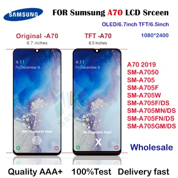 Teste de 100% de Qualidade TFT/Original AMOLED Para Samsung Galaxy A70 A705 SM-A705F/DS A705 A7050 Tela de Toque do LCD Montagem Digital