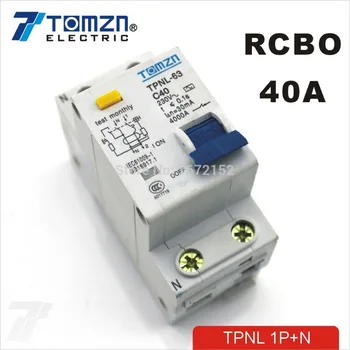 TPNL 1P+N 40A 230V~ 50HZ/60HZ disjuntor de corrente com mais de corrente e proteção contra Vazamento de RCBO