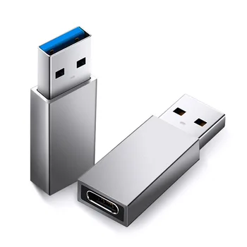 USB, UMA Para o Tipo C Adaptador Fêmea do USB 3 do sexo Masculino Conversor para eu Carregador Mi Notebook OnePlus Huawei Honor Pequeno de Prata Curto