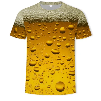 Verão Homens T-shirt t-shirt de cerveja homem de Manga Curta Novidade Água Padrão S-Tops com Decote em Tees Engraçado 3D Camiseta Impressa fornite