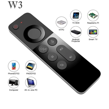 W3 Ar Mouse 2.4 G sem Fio de Voz Remoto Controlador de Teclado Mini Para CAIXA de TV Android/Windows/Mac OS/Linux Giroscópio Remoto