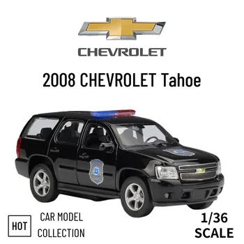 Welly Escala 1:36 Modelo de Carro Réplica de 2008 CHEVROLET Tahoe Caminhão da Polícia Liga Fundido Ornamento Coleção de Presente de Brinquedos para Meninos