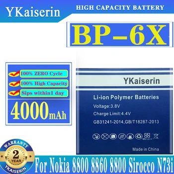 YKaiserin BP-6X BL-5X BL 5X 4000mAh do Li-íon Bateria do Telefone Nokia 8800 8860 8800 Sirocco N73i Batteria Envio Rápido